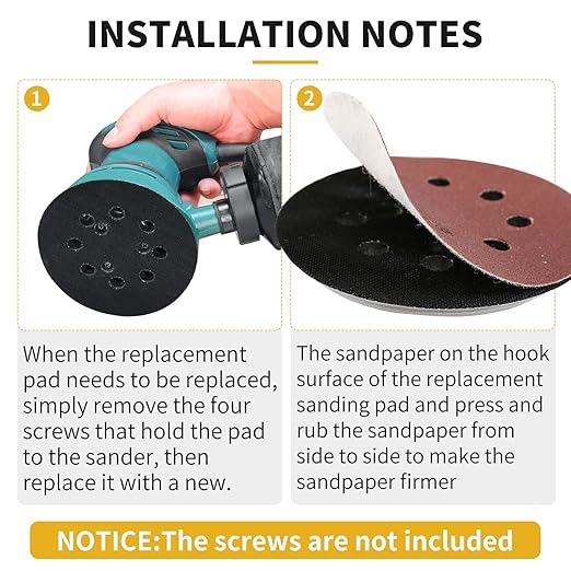 5" 8 Hole Hook & Loop Metal Orbital Sander Replacement Pads Compatible with Makita Sander BO5010 BO5030K BO5031K BO5041K, 3 Pack