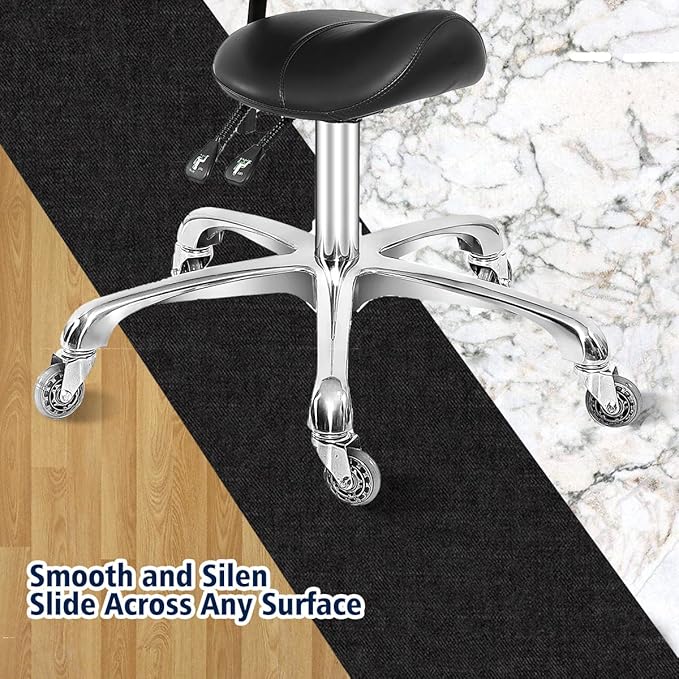 Saddle Stool Dental Hygienist Chair with Back Support, Rolling Esthetician Saddle Stool for Lash Salon Tattoo Shop Spa Dentist Clinic (with Backrest, Black)