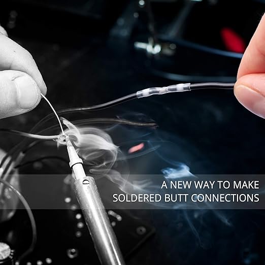 Wirefy 150 Pieces Electrical Heat Shrink Solder Terminals - Waterproof Electrical Terminals - Waterproof End to End Connection - White 0.14-0.25mm²
