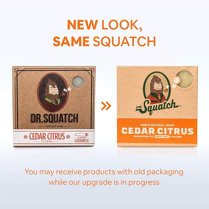 Dr. Squatch Natural Bar Soap for Men - Cold Process Soap with No Harsh Chemicals - Cedar Citrus (5 oz, 3-Pack)