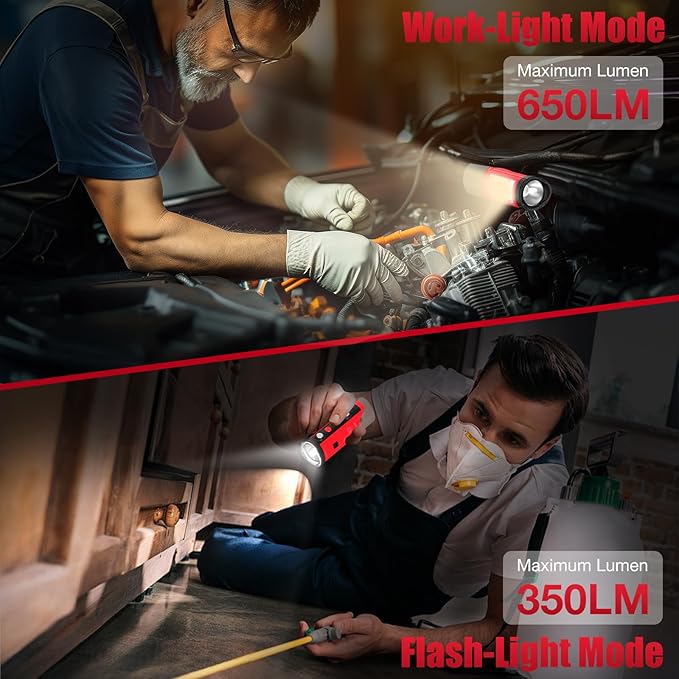 ohyes Work Light Compatible with Milwaukee 12V Battery Magnetic Max 650LM 2 in 1 Flash Light for Camping Jobsite & Workshop(Battery not Included)