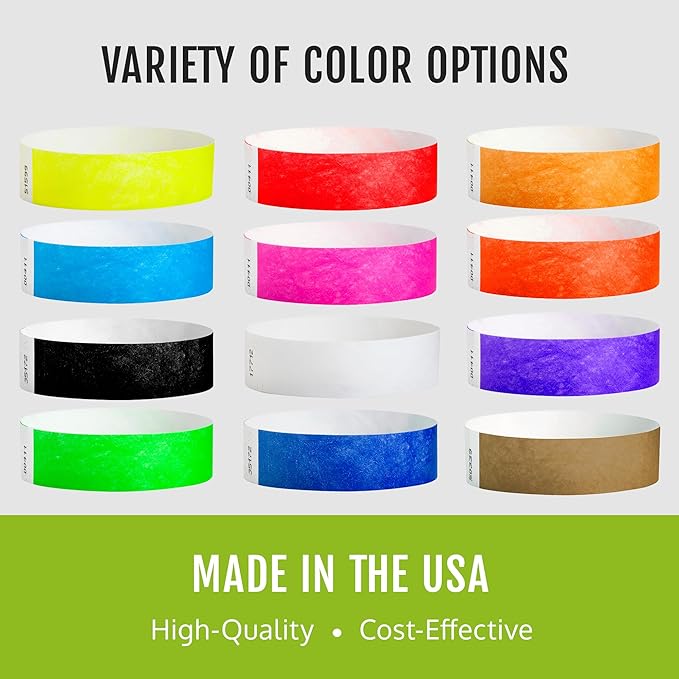 1,000 WristCo Goldenrod Tyvek Wristbands for Events - Comfortable Tear Resistant Paper Bracelets ID Wrist Bands for Concerts Festivals Admission Party Identification