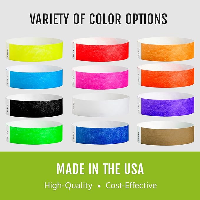 1,000 WristCo Cranberry Tyvek Wristbands for Events - Comfortable Tear Resistant Paper Bracelets ID Wrist Bands for Concerts Festivals Admission Party Identification