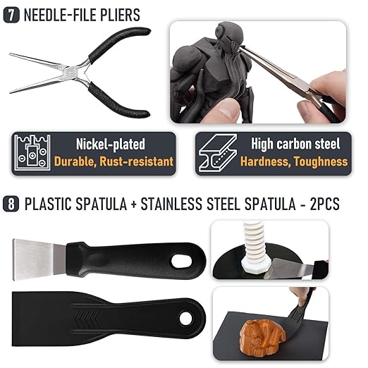 3D Printer Tools Kit, Quality 3D Printing Tool Kit for Model Measuring/Finishing/Deburring/Drilling, 3D Printer Accessories for All FDM/SLA Printers Removing Support, Cutting Filament