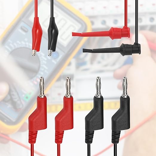 Sumnacon Multimeter Test Lead Set - Stackable Banana Plug to Test Hook, Banana Plug to Alligator Clips Test Cable Kit, Flexible Silicone Electrical Test Wire Leads with Protective 6.6 Ft/2M