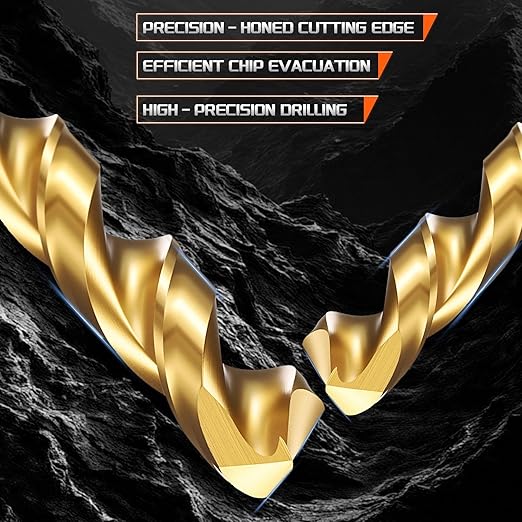 Drill Bit, 3/16" Cutting Diameter (4.763mm), 4241 HSS TiN Coated 118° Cutting Angle Versatile Jobber Bits - (Applications: for Drilling Plastic Wood Soft Thin Metal), 10-Pieces