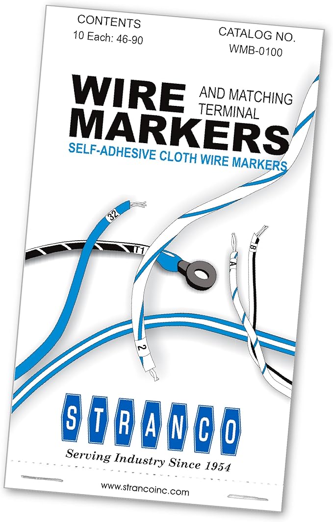 Premium Wire Marker Book for Cable Management, Vinyl-Coated, High-Tack Adhesive, Electric Panel Wire Label Stickers - 10 Pages, 1 Book, Numbered 46-90 (Pack of 5)