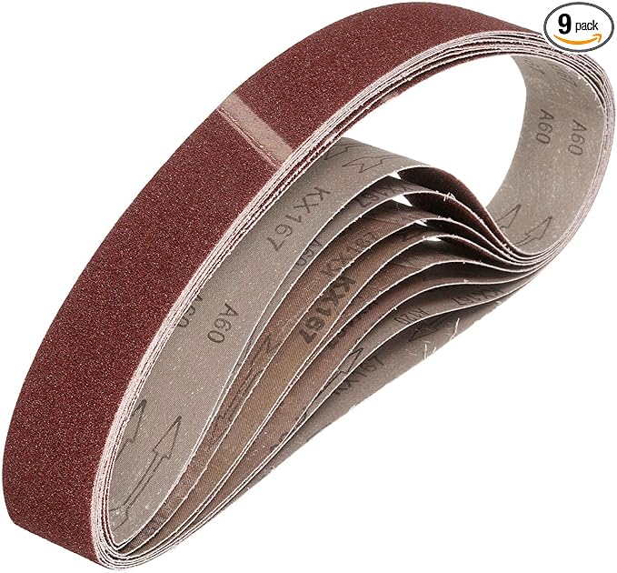 HARFINGTON 2 x 28 Inch Sanding Belts, 9 Pcs 60 Grit Aluminum Oxide Abrasive Belt Sander File Belt for Woodworking, Metal Polishing, Knife Sharpener