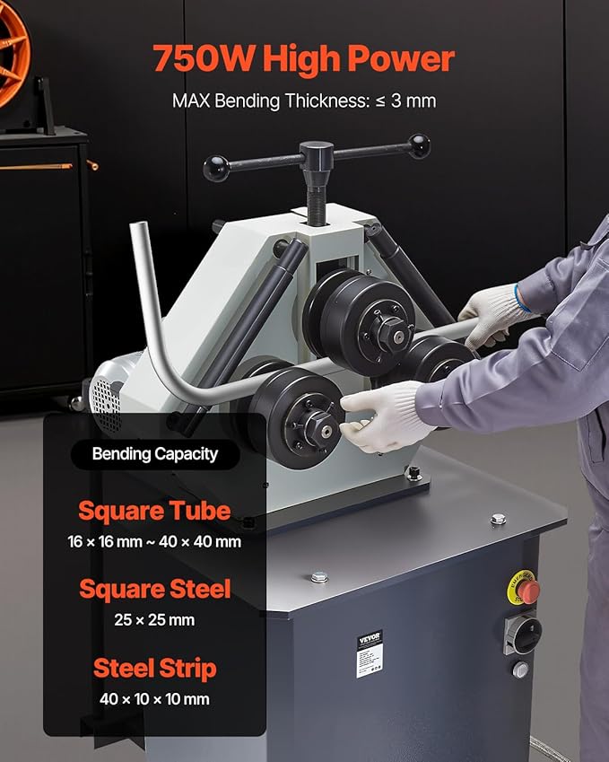 VEVOR 750W Electric Roll Bending Machine, 3-Roller