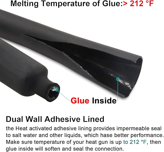 2 Pcs 1/2 inch (Diameter) Heat Shrink Tubing, 3:1 Adhesive-Lined Large Heat Wire Shrinkable Tube by MILAPEAK (4 Feet, Black & Red)