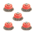 5 Pack Knotted Wire Cup Brush for Angle Grinders with 5/8 Inch | 11 UNC Threaded Arbor- 0.02 Inch Carbon Steel Wire for Rust,Corrosion,Paint Removal and Other Heavy-Duty Conditioning for Metals