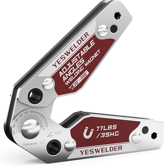 YESWELDER Adjustable Angle Welding Magnet 20-200° Magnetic Welding Holder of 77LBs Holding Power Welding Accessory