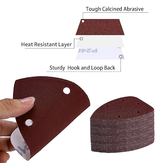 100-Pack Mouse Sandpaper (5-Hole) 80 Grit for Mouse Detail Sanders, Premium Aluminum Oxide, Easy to Replace, Ideal for Woodworking, Furniture Refinishing, and Crafting