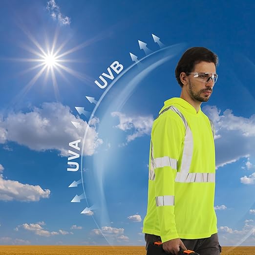 sesafety Safety Long Sleeve Construction Shirts for Men, Class 3 High Visibility Safety Shirt Work, Hi Vis Reflective Shirts with Hoodie Breathable Yellow 3XL