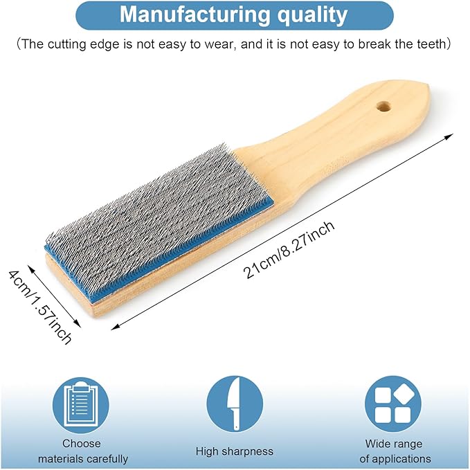 Chumia 2 Pcs Steel File Card Brush 8'' Abrasive Hand File Cleaner Carded for Removing Chip Metal Bits