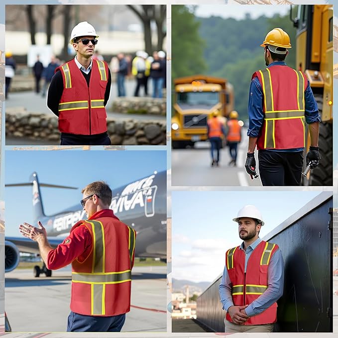 BeautyWill Custom Safety Vest Customized Logo Class 2 High Visibility Reflective Vest with Pockets Construction workwear
