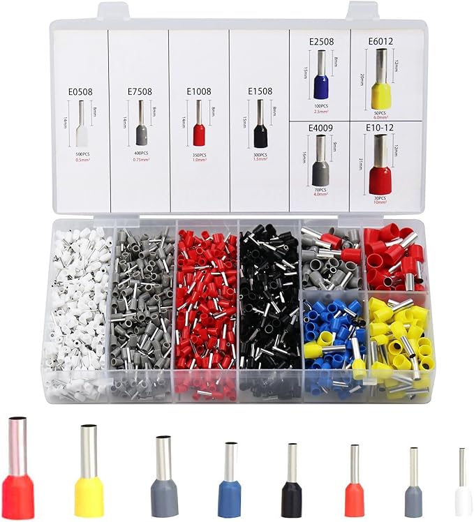 Wire Stripper and Crimping Tool, Automatic wire stripper for AWG10-24 (0.2-6mm2) coils, Self-Adjustable Ratchet Wire Ferrule Plier (6-4A) for AWG23-7 (0.25-10mm²) Terminals and 1800PCS Wire Terminals