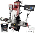 Benchtop Mini Milling Drilling Machine 1500W Brushless Mill Drill with X-Axis Power Feed,3-Axis Grating Ruler,±90° Spindle,50-2250 RPM for Metal/Wood/Plastic Working R8 Spindle 110V