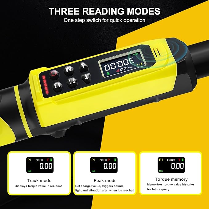 Digital Torque Wrench,1/2-Inch Drive Torque Wrench - 5-340Nm (4-250 ft-lb),Heavy Duty Torque Wrench with Buzzer, 5 Units, ±2% Accuracy for Trucks & Machinery