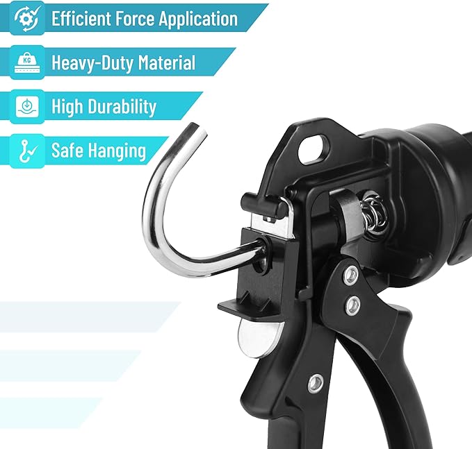 Bates- Heavy Duty Caulking Gun, 18:1 Thrust Ratio, Black, Caulking Tool Gun, Heavy Duty Caulk Gun No Drip Caulk Gun, Hand Caulking Guns Tool, Silicone Gun, Caulk Guns, Caulking Gun Dripless
