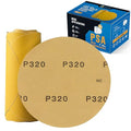 S SATC Premium Gold Sandpaper 6 Inch 100 PCS Sanding Discs 320 Grit Self Adhesive Stickyback Sandpaper Roll Aluminum Oxide PSA Sandpaper Discs for Wood, Metal, and Car Paint