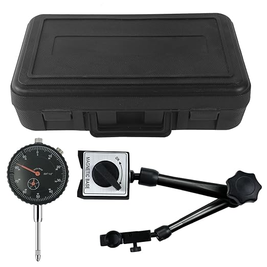 HDLNKAK Dial Indicator Gauge and Magnetic Base, 0-1"/0.001"Dial Indicator with 176lbs (80kg) Max Pull Magnetic Base, Measuring Tool for 3D Printer, Table Saw Measurement, Auto Repair and CNC Machine