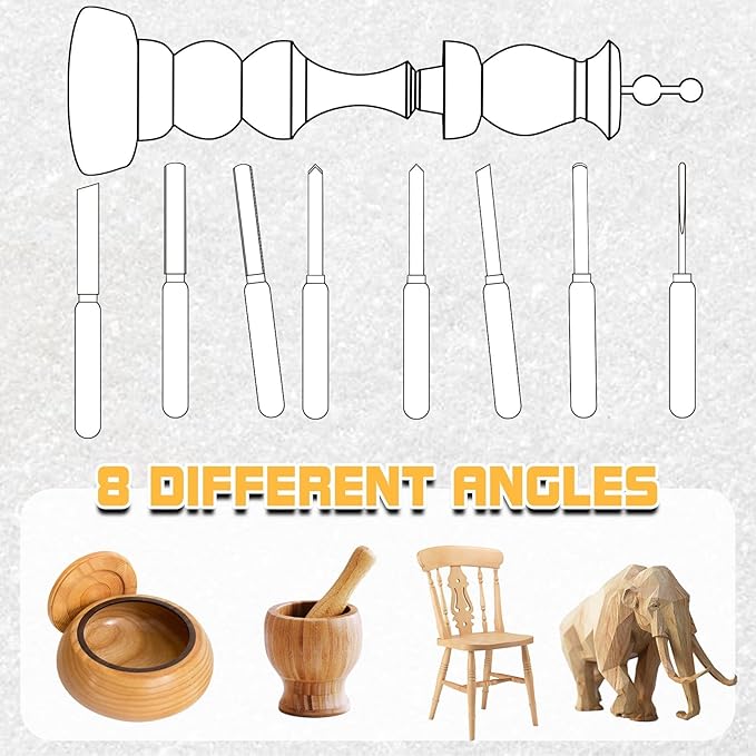 8 Pcs Wood Lathe Tools, Wood Chisel Sets, Suitable For Wood Working Tools, Which is Used for Lathe, is Suitable for Beginners and Professionals (8)