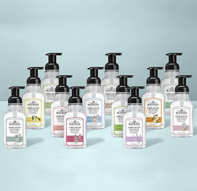 J.R. Watkins Foaming Hand Soap Pump with Dispenser, Moisturizing All Natural Foam, Alcohol-Free, Cruelty-Free, USA Made, Use as Kitchen or Bathroom Soap, Cherry Blossom, 9 fl oz, 3 Pack