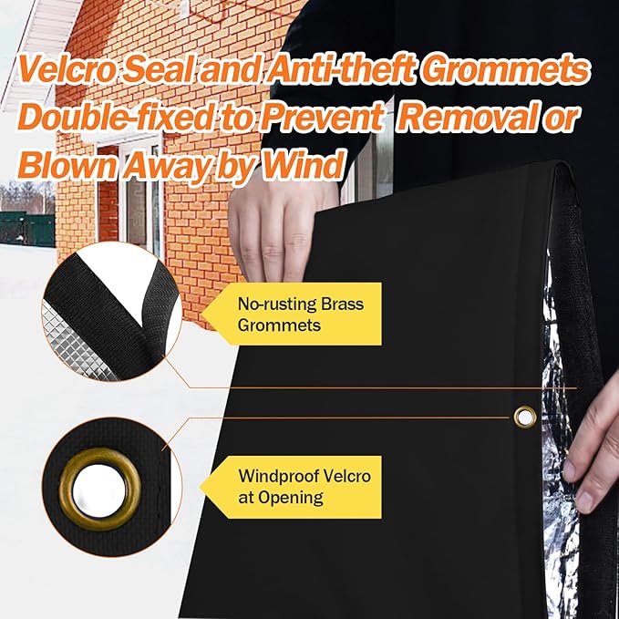 Backflow Preventer Pipe Insulation Cover (5°F) - Irrigation Sprinkler Valve Insulated Pouch - Water Well Pump Cover - Sturdy 5 Layers for Winter Freeze Protection, 26" W x 44" H, Black