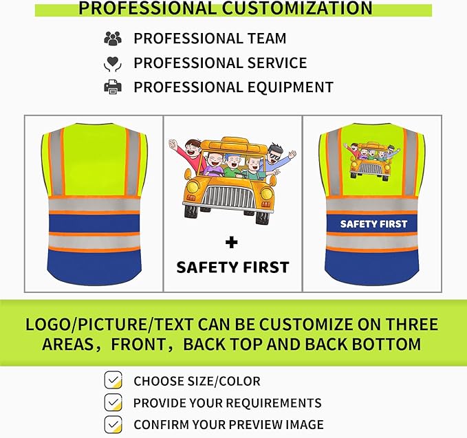 BeautyWill Custom Logo 10/20 Pack Safety Vest Class2 High Visibility Vest with Pockets Breathable Construction Vest Bulk