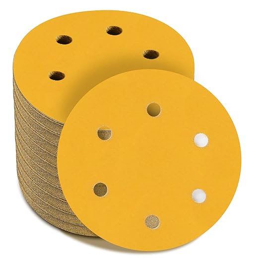 6 Inch - 6 Hole Hook and Loop Sanding Discs 800 Grit, Random Orbital Sandpaper for Automotive and Woodworking - 100 Pack
