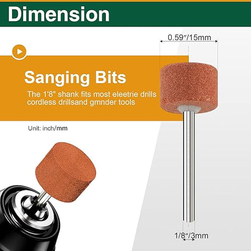 20 Pcs Wheel Sanding Kit, 1/8 Shank Aluminum Oxide Abrasive Wheels for Rotary Tools