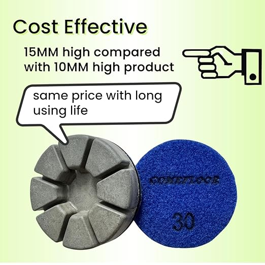 Diamond Floor Polishing Pucks, 15mm Long Using Life Hook and Loop Polishing Pad for Terrazzo, Marble, Granite, Concrete Floor, 3 Inch Resin Bond Disc, 30#, 3PCS