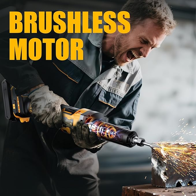 Die Grinder for Dewalt 20V MAX Battery, Cordless Die Grinder with 25000RPM Brushless Motor, 1/4" Precision Collect, Variable Speed Grinder for Metal Wood Grinding Cut Sanding (Battery not Included)