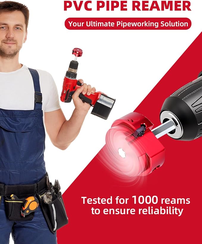 ERAYCO 1/2'' PVC Pipe Reamer, Plastic Pipe Fitting Reamer Tool, Fit into Standard 1/2" Drills, PVC Fitting Saver for SCH40 PVC CPVC ABS Pipe