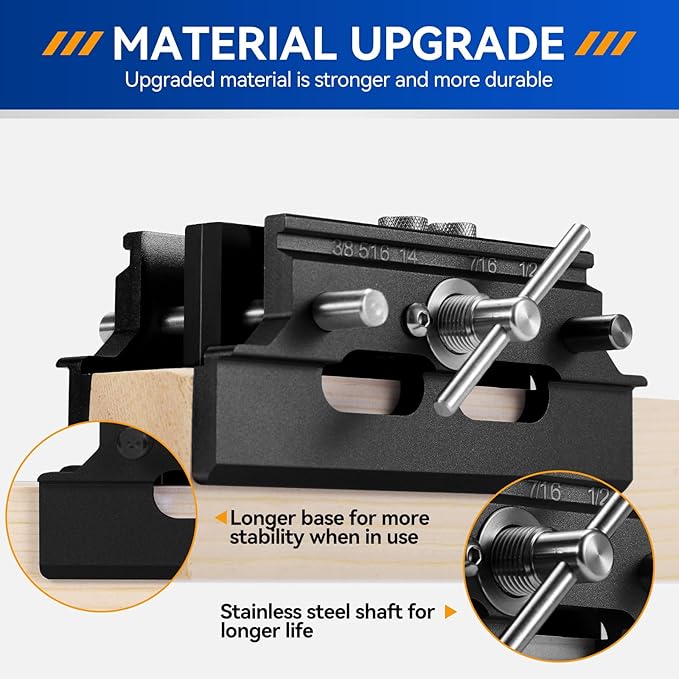 Self Centering Doweling Jig Kit,Adjustable Width Dowel Jig for Straight Holes,Adjustable Drilling Guide Wood Working Tools with 6 Drill Guide Bushings, Wood Doweling Jig for Woodworking（Black)