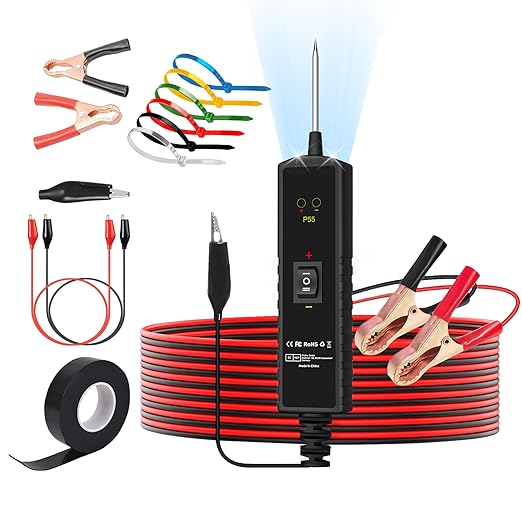 Power Circuit Probe Tester 12V-24V DC Test Light,Car Fuse Tester Tool Short Circuit Located,Auto Electrical Tester Kit Component Polarity Identify with Overload Protection,P55 Auto Test Probe
