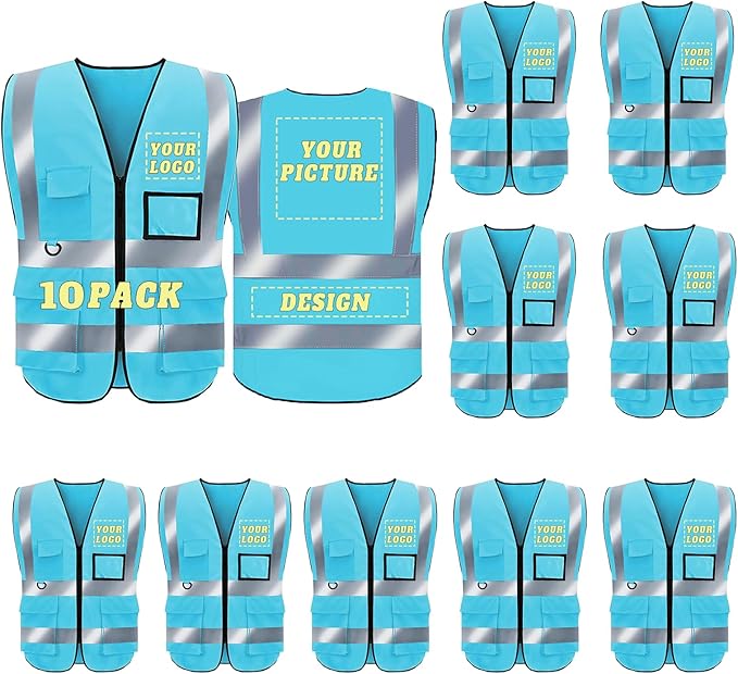 BeautyWill Custom Safety Vest Logo Class 2 High Visibility Reflevtive Vest Outdoor Protective Workwear