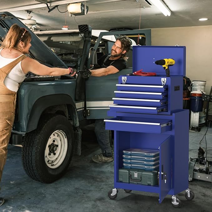 5-Drawer High Capacity Rolling Tool Chest, Removable Toolbox on Wheels Organizers, Lockable Tool Box Tool Storage Cabine with Drawers and Wheels