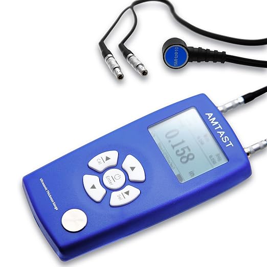 Thickness Gauge Digital Ultrasonic Thickness Meter Range 0.8-350mm, 0.03-13.8inch Handheld Ultrasonic Thickness Tester Gauge AMA006E