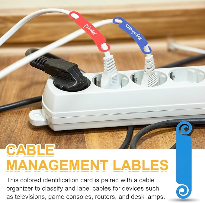 PATIKIL Cable Tags Flexible Cable Management Labels Cord Identification Tags, Wire Cord Markers for USB Computer Phone Charger Power - 50Pcs (Blue)