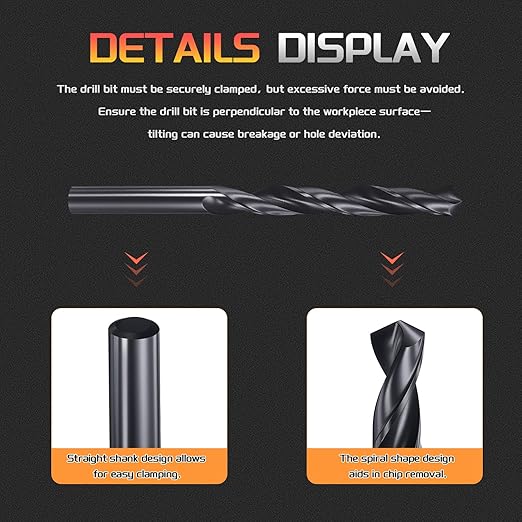 Drill Bit, 9.5mm Cutting Diameter, 4241 HSS Nitriding Black 118° Cutting Angle Versatile Jobber Bits - (Applications: for Drilling Plastic Wood Soft Metal), 6-Pieces