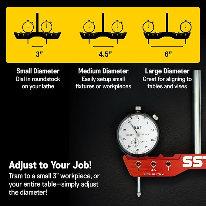 SST – Mill & Lathe Tramming System Bundle – Regular + Mini - Tram, Align & Square for Machine Calibration - Precise & Powerful - Designed in the USA