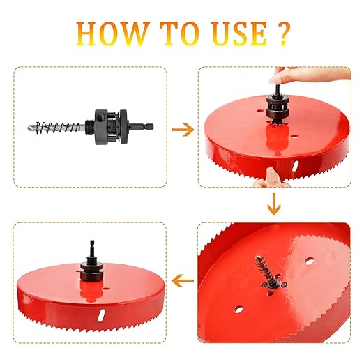 Hole Saw Heavy Duty bit Hex Shank,Hole Saw HSS with Arbor Bi-Metal & Heavy Duty Hole Saw Cutter for Wood Corn Hole Boards Plastic Drywall (φ180)