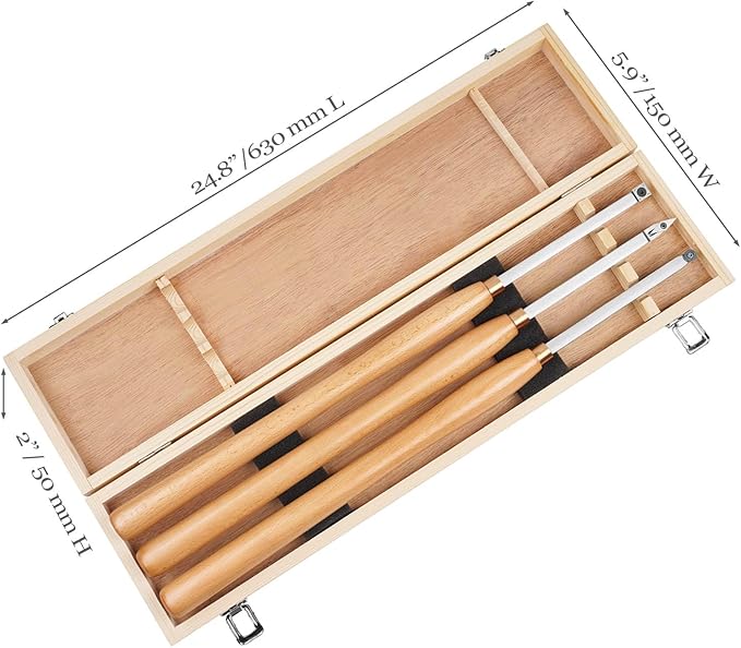 Woodturning Carbide Lathe Tools, 23.7" Pro Size Wood Turning Tool Set of 3 Rougher Detailer Finisher