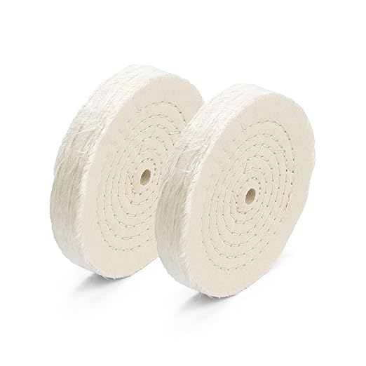 ENKAY - 6" Extra Thick Spiral Sewn Buffing Wheels (2 Pack) for Polishing Metal and More, for Use with Polishing Compounds, Buffing Machines & Bench Grinders (80 Ply Each)