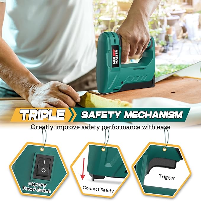 NEU MASTER Electric Staple Gun, Cordless Staple Gun with Staples & USB Charger, Staple Gun Heavy Duty for Upholstery, Crafts, Carpentry, Material Repair, Furniture DIY NTC0070