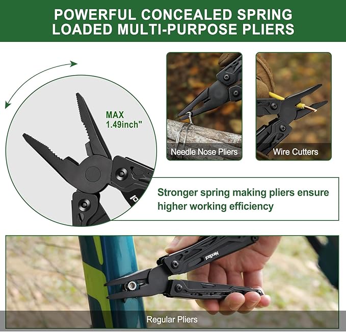 NexTool Multitool, 11 in 1 Multi Tool with Needle Nose Pliers, Scissors and Screwdriver Bits, Stainless Steel Multi Tool Pocket Knife with Safety Locking for Camping,Fishing,Hiking, Mens Gifts Unique