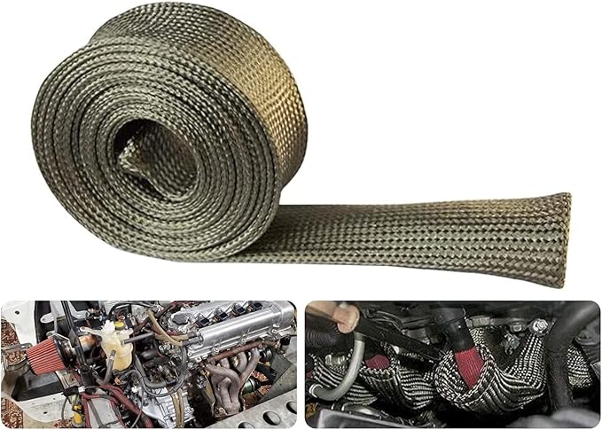 Heat Shield Sleeve Fuel Line Heat Shield Auto Hose Spark Plug Wire Cover Protectors Boots Roll 2500 Degree for Car&Auto Wire Loom Brake Cable (1/2" IDX10FT, Titanium)