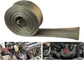 Heat Shield Sleeve Fuel Line Heat Shield Auto Hose Spark Plug Wire Cover Protectors Boots Roll 2500 Degree for Car&Auto Wire Loom Brake Cable (1/2" IDX10FT, Titanium)